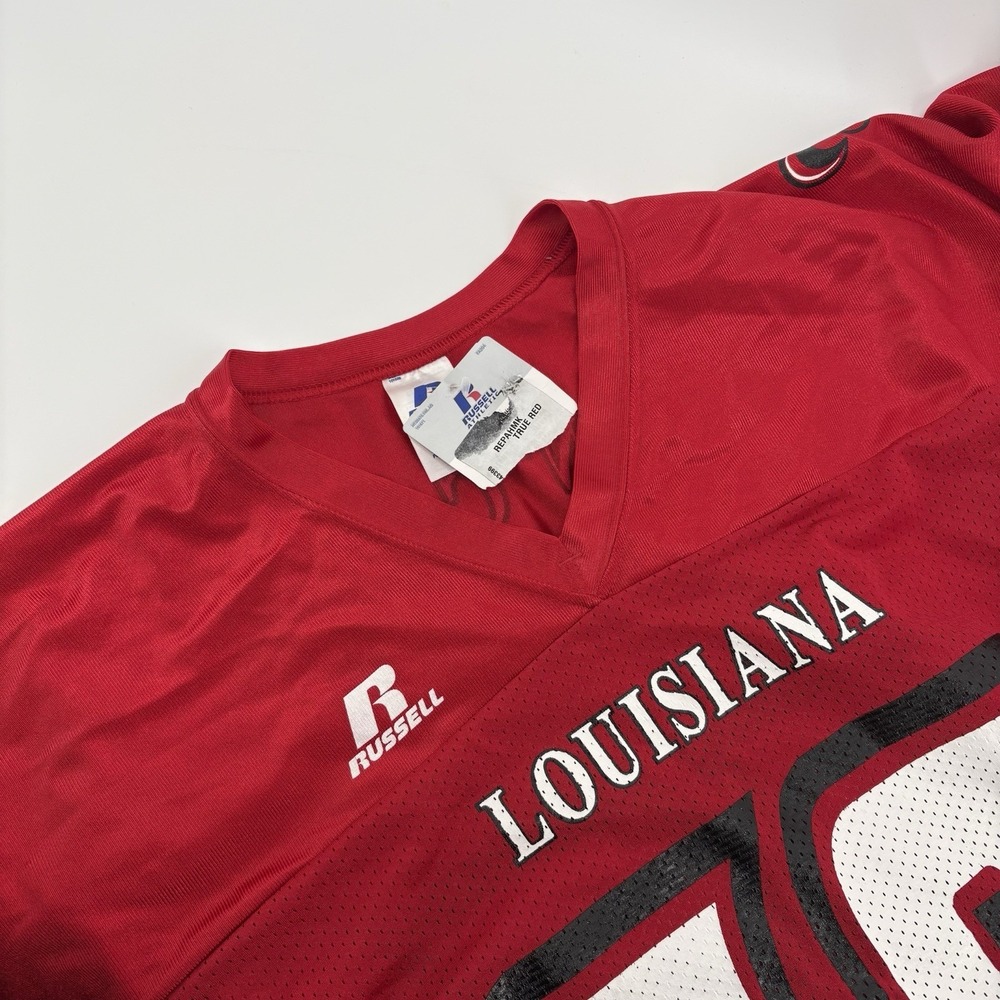 NWT VTG  Louisiana Ragin Cajuns Jersey Large‎ Red Russell Athletic Football Team